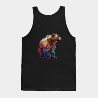 Grizzly Bear Animal Portrait Stained Glass Wildlife Outdoors Adventure Tank Top